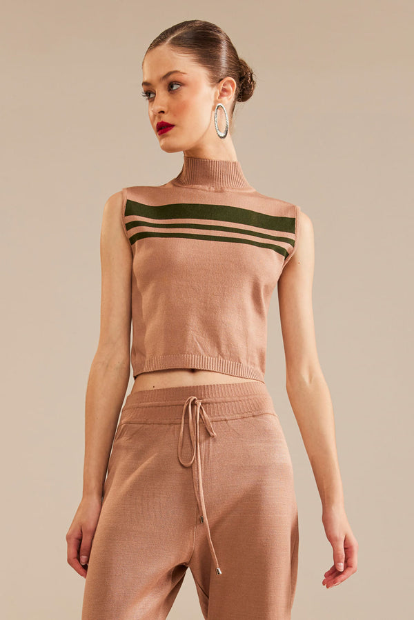 Top Tricot Rebeca Bege Perolado