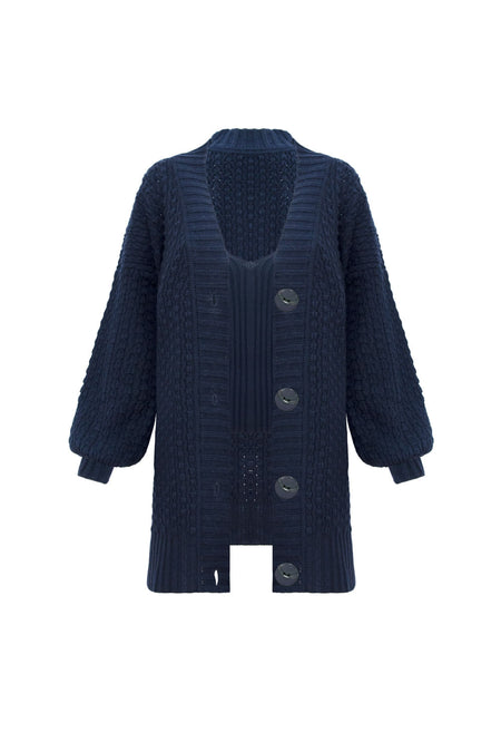 Casaco Tricot Aurora Azul Oxford