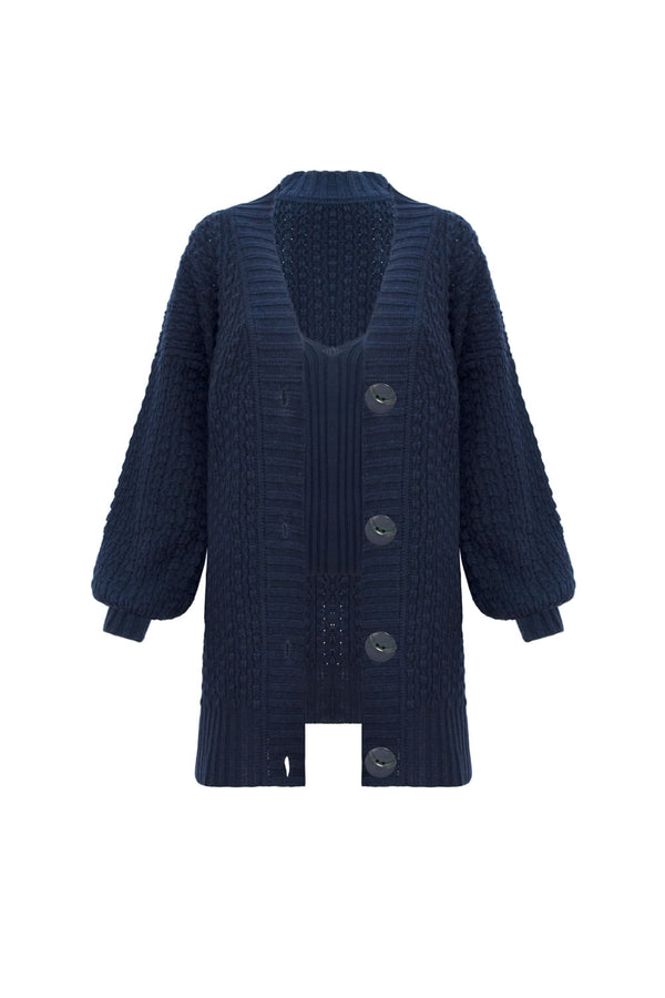 Casaco Tricot Aurora Azul Oxford