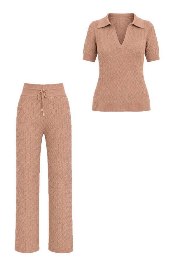 Conjunto Tricot Ana Manga Curta Latte