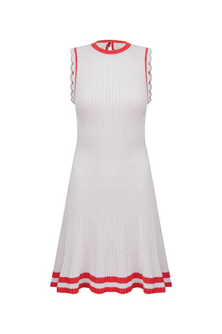 Vestido Tricot Alice Off White e Vermelho Magma