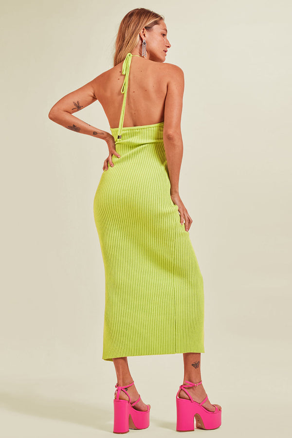 Vestido Tricot Midi Agnes Verde Lima