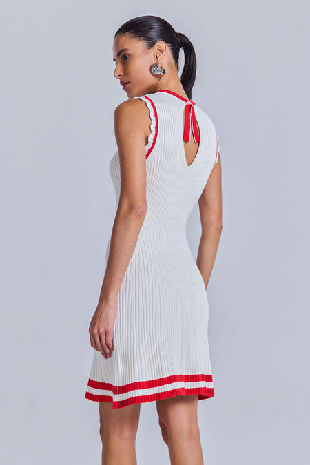 Vestido Tricot Alice Off White e Vermelho Magma