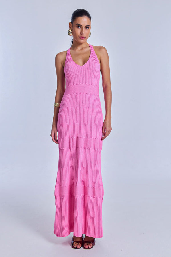 Vestido Tricot Midi Ayla Rosa Quente
