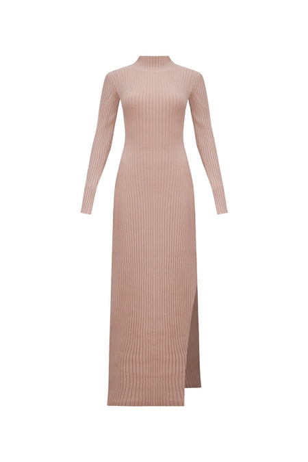 Vestido Tricot Longo Cibele Areia