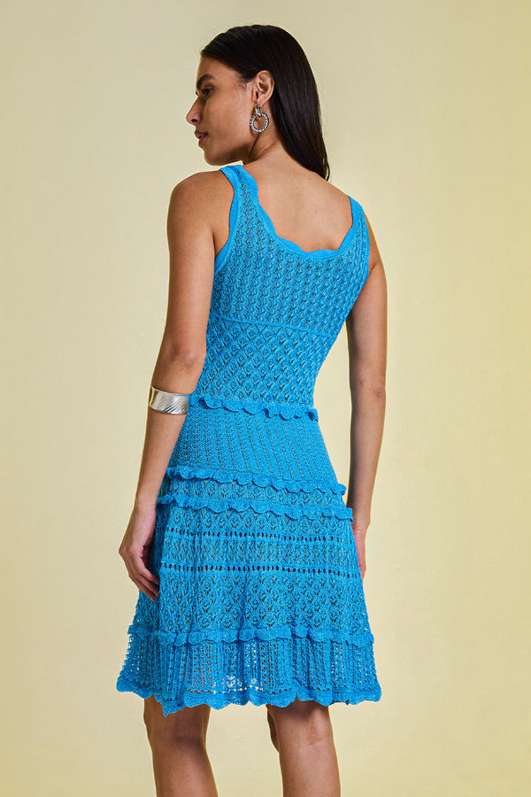 Vestido Tricot Fran Azul Mergulho
