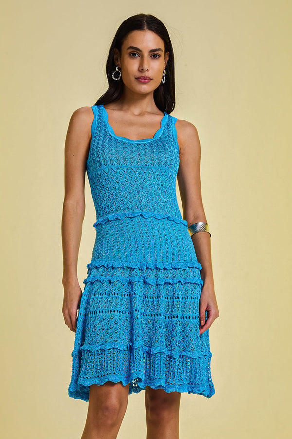 Vestido Tricot Fran Azul Mergulho