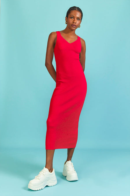 Vestido Tricot Midi Anelise Vermelho Cherry