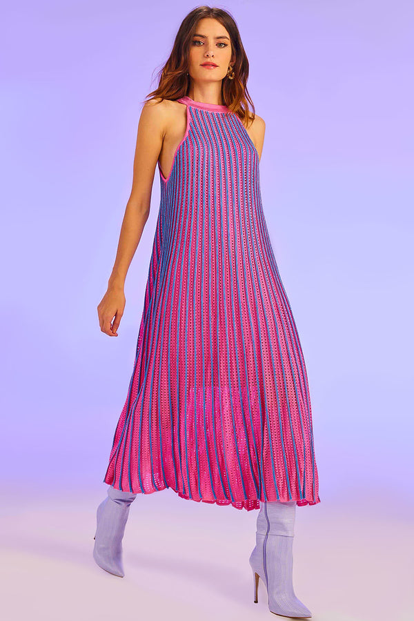 Vestido Tricot Midi Chelsea Rosa Penélope