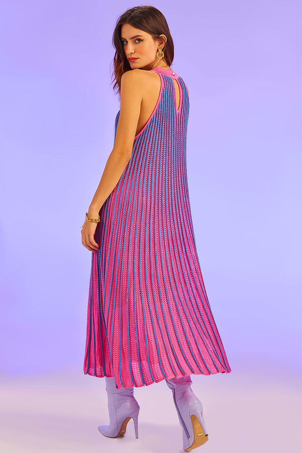 Vestido Tricot Midi Chelsea Rosa Penélope
