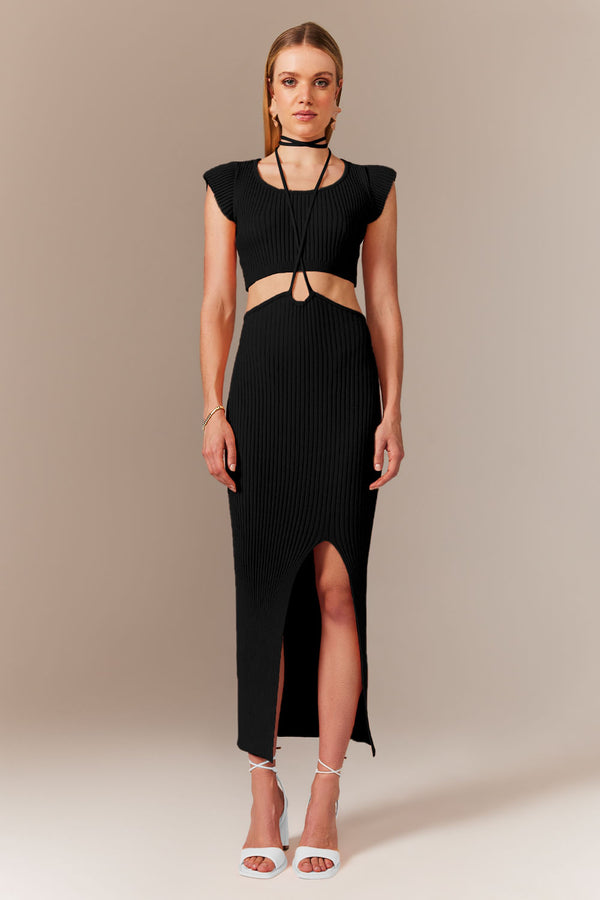 Vestido Tricot Midi Paola Preto