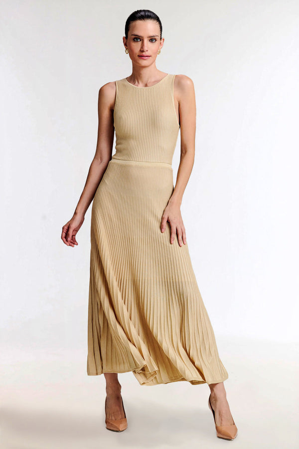 Vestido Tricot Midi Clarice Bege Macadâmia