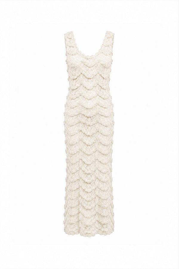 Vestido Tricot Midi New Gisele Off White