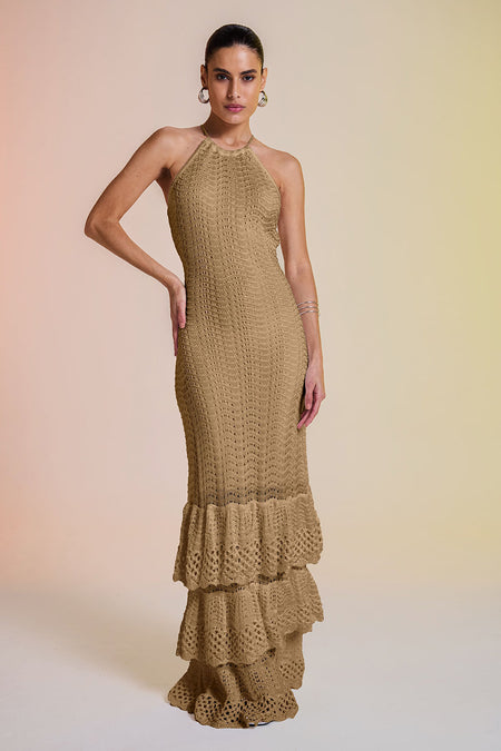 Vestido Tricot Midi Selma Dourado
