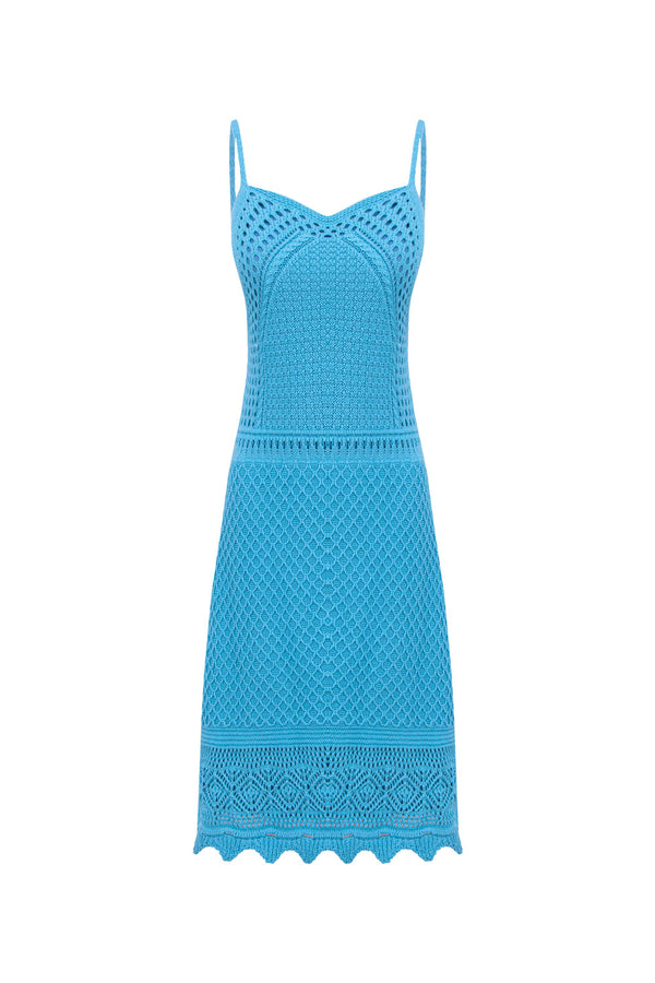Vestido Tricot Tereza Azul Mergulho