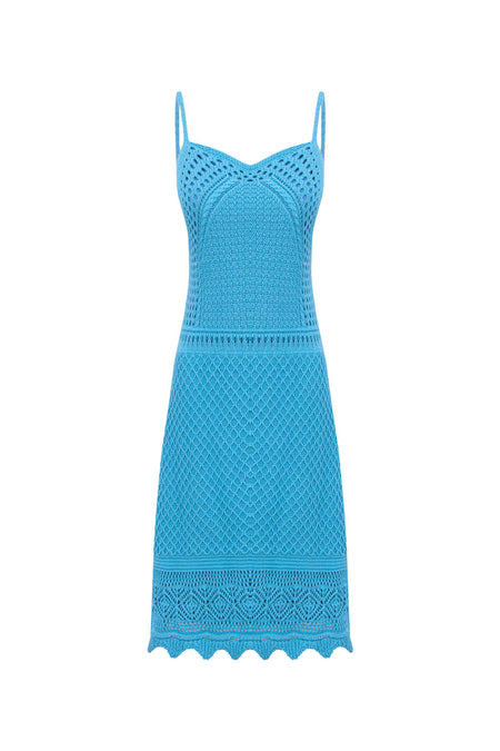 Vestido Tricot Tereza Azul Mergulho