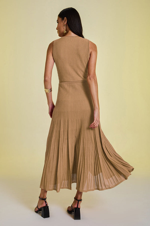 Vestido Tricot Midi Clarice Dourado