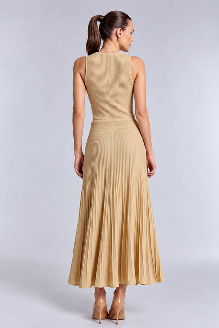 Vestido Tricot Midi Clarice Bege Macadâmia