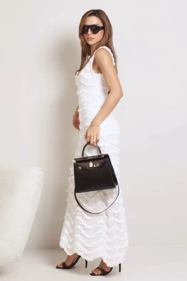 Vestido Tricot Midi New Gisele Off White