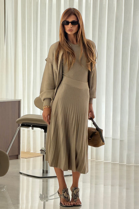 Saia Tricot Midi Plissada Olivia Fendi