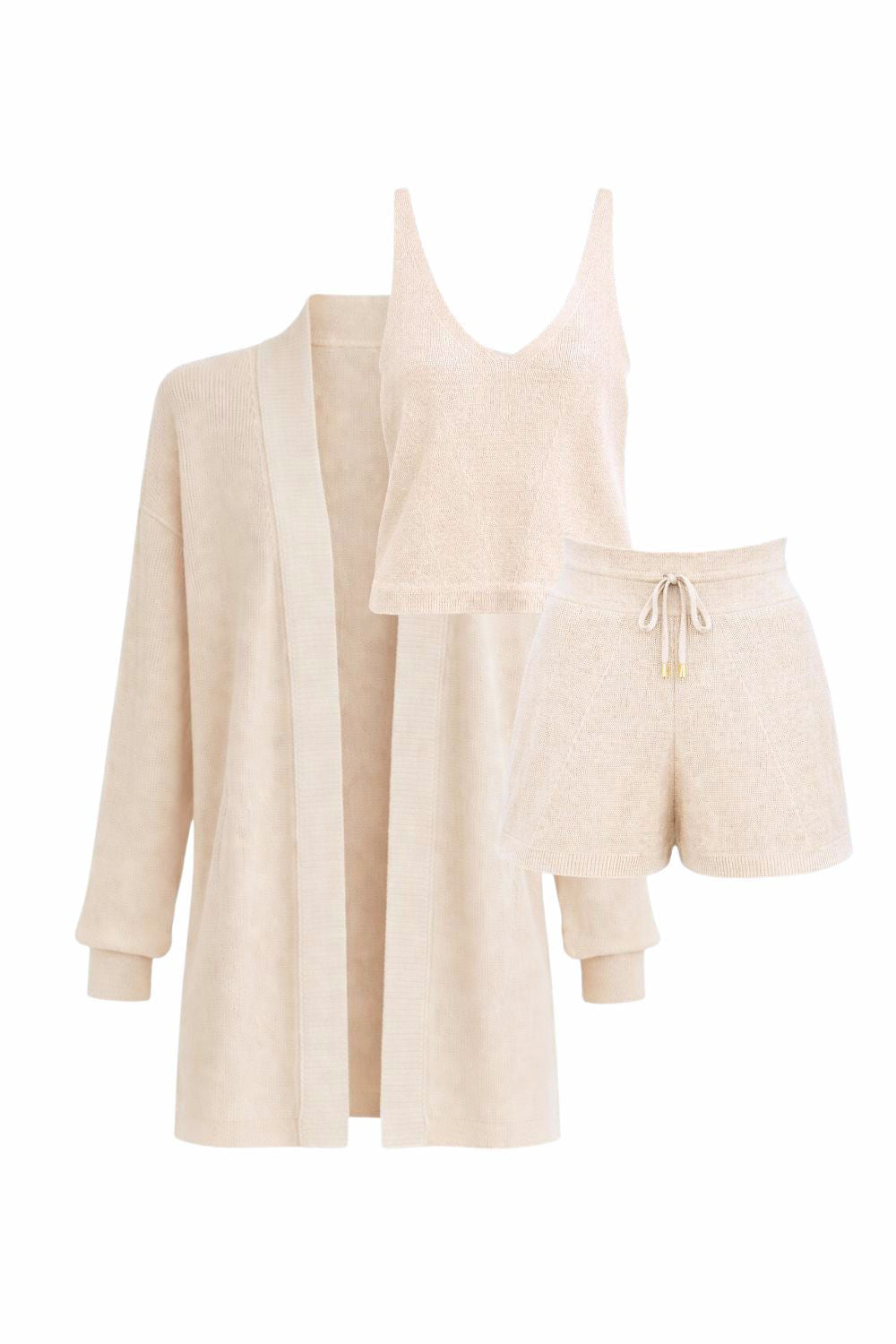 Conjunto Tricot Carina Bege Areia