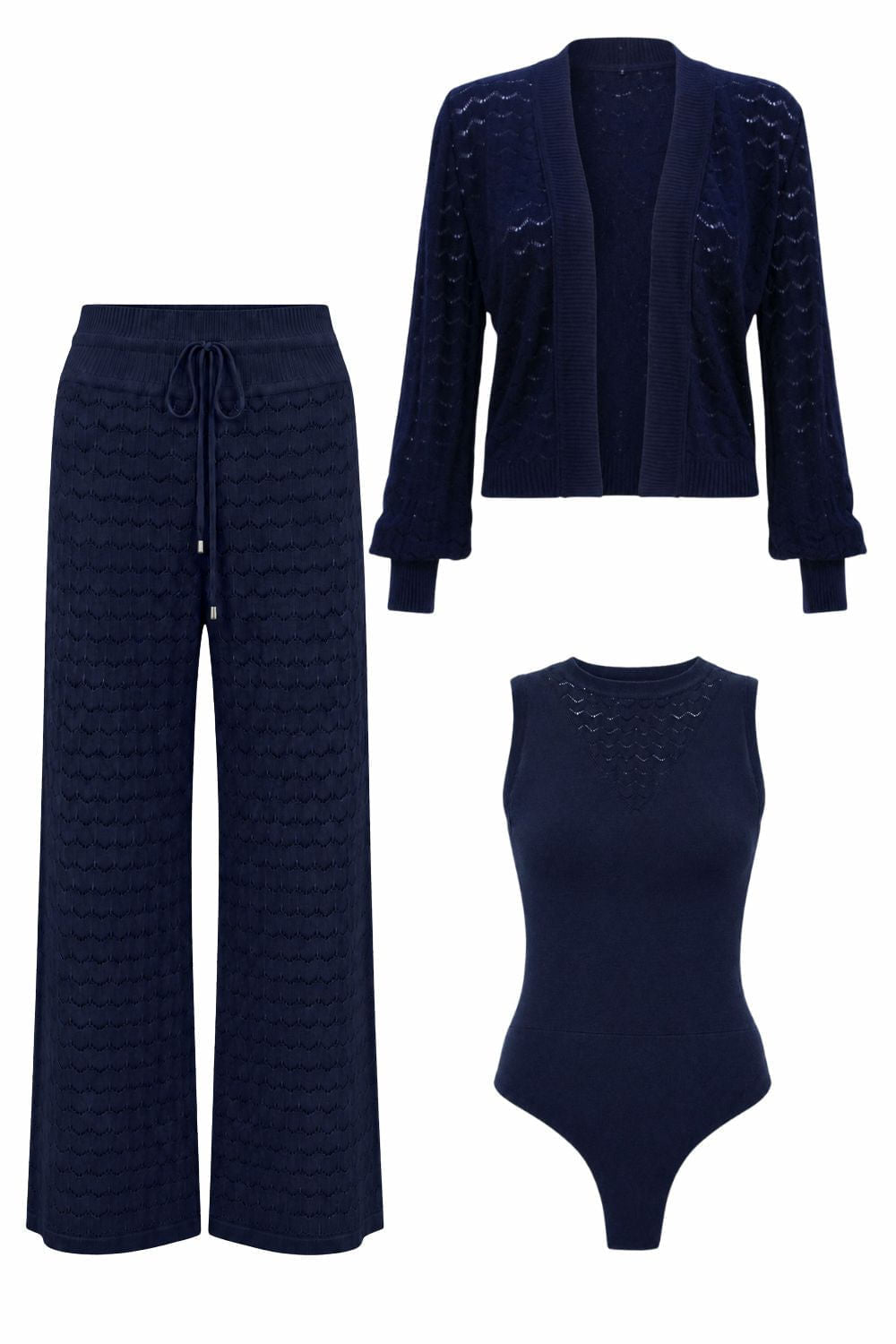 Conjunto Tricot Blanche Azul Marinho