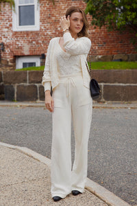 Calça Tricot Heloisa Pantalona Off White