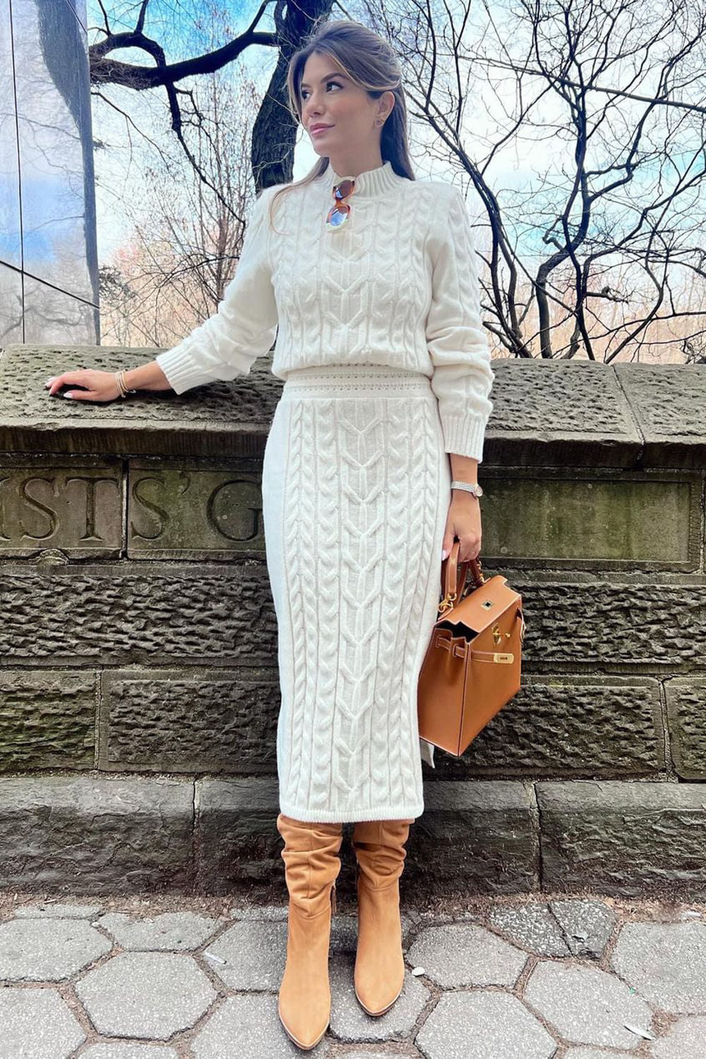 Saia Tricot Midi Bruna Off White