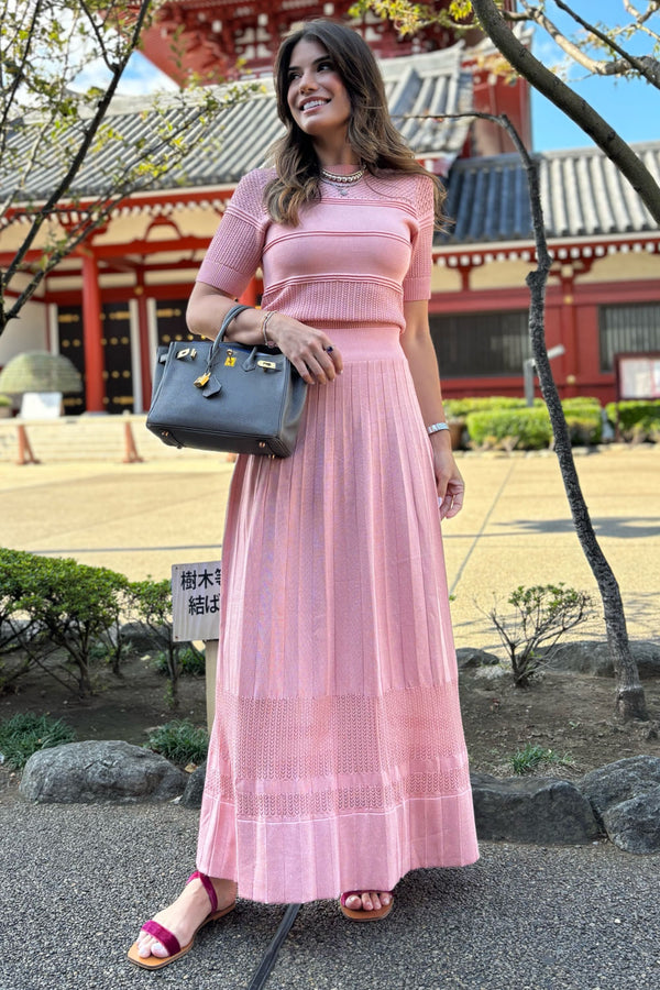 Saia Tricot Midi Laura Rosa Chá