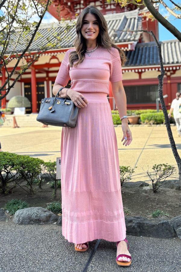 Saia Tricot Midi Laura Rosa Chá