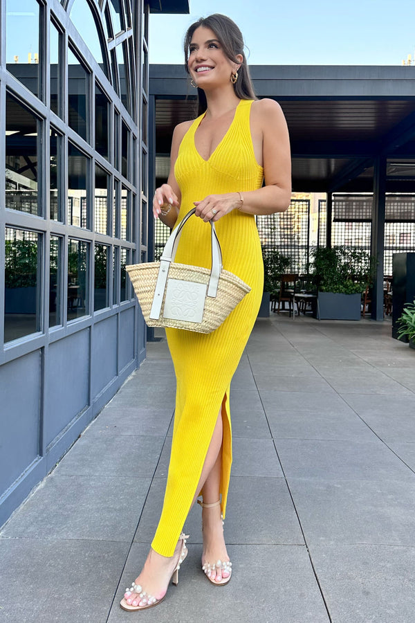 Vestido Tricot Midi Missy Amarelo Solar