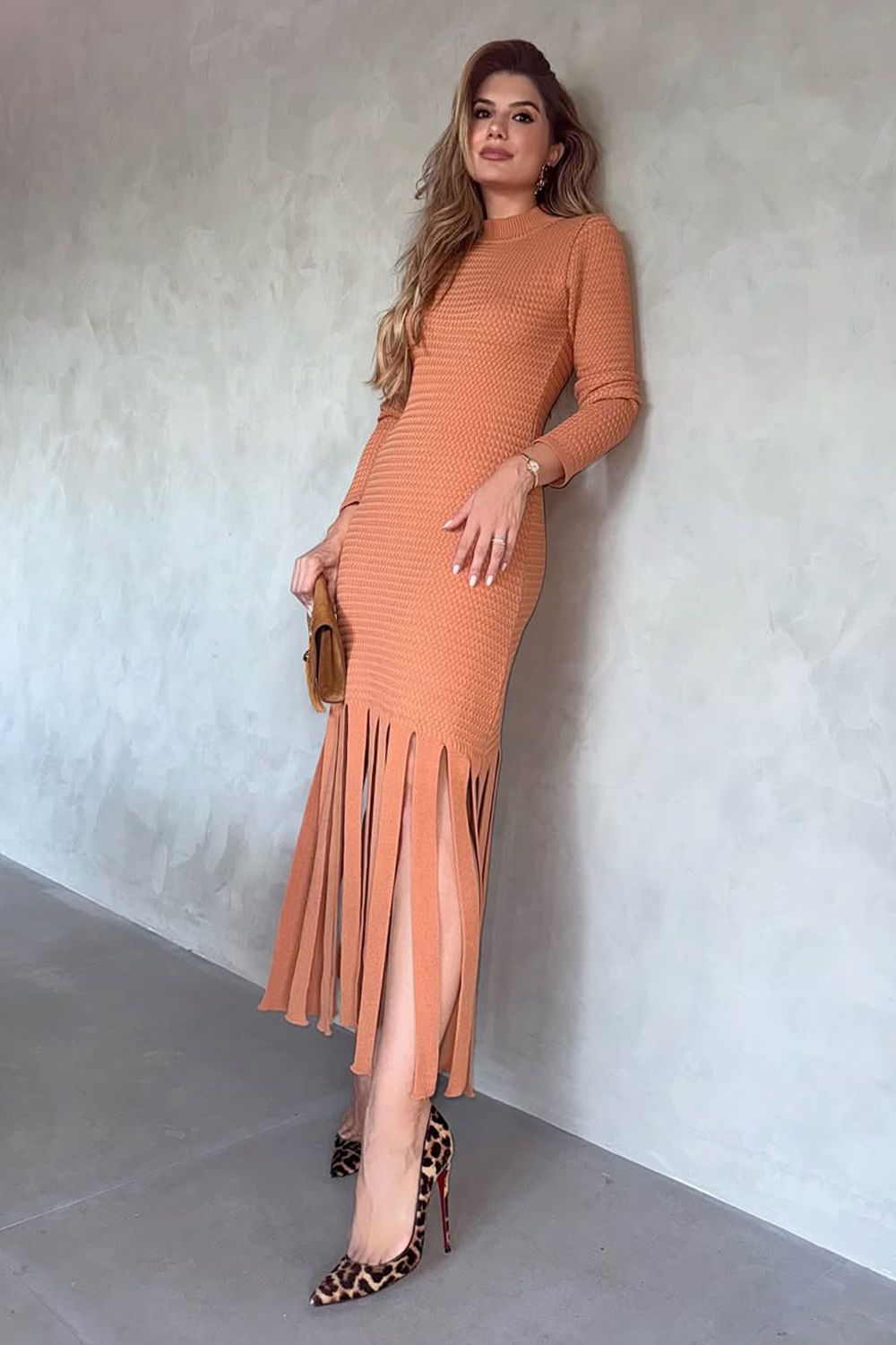Vestido Tricot Midi Malena Cobre
