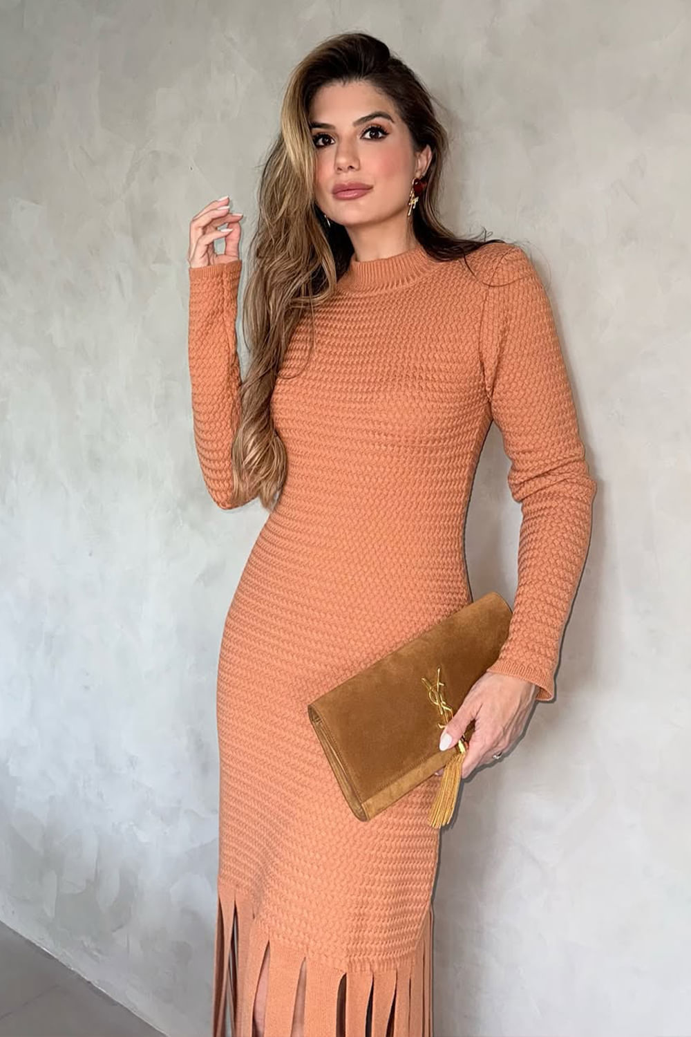 Vestido Tricot Midi Malena Cobre