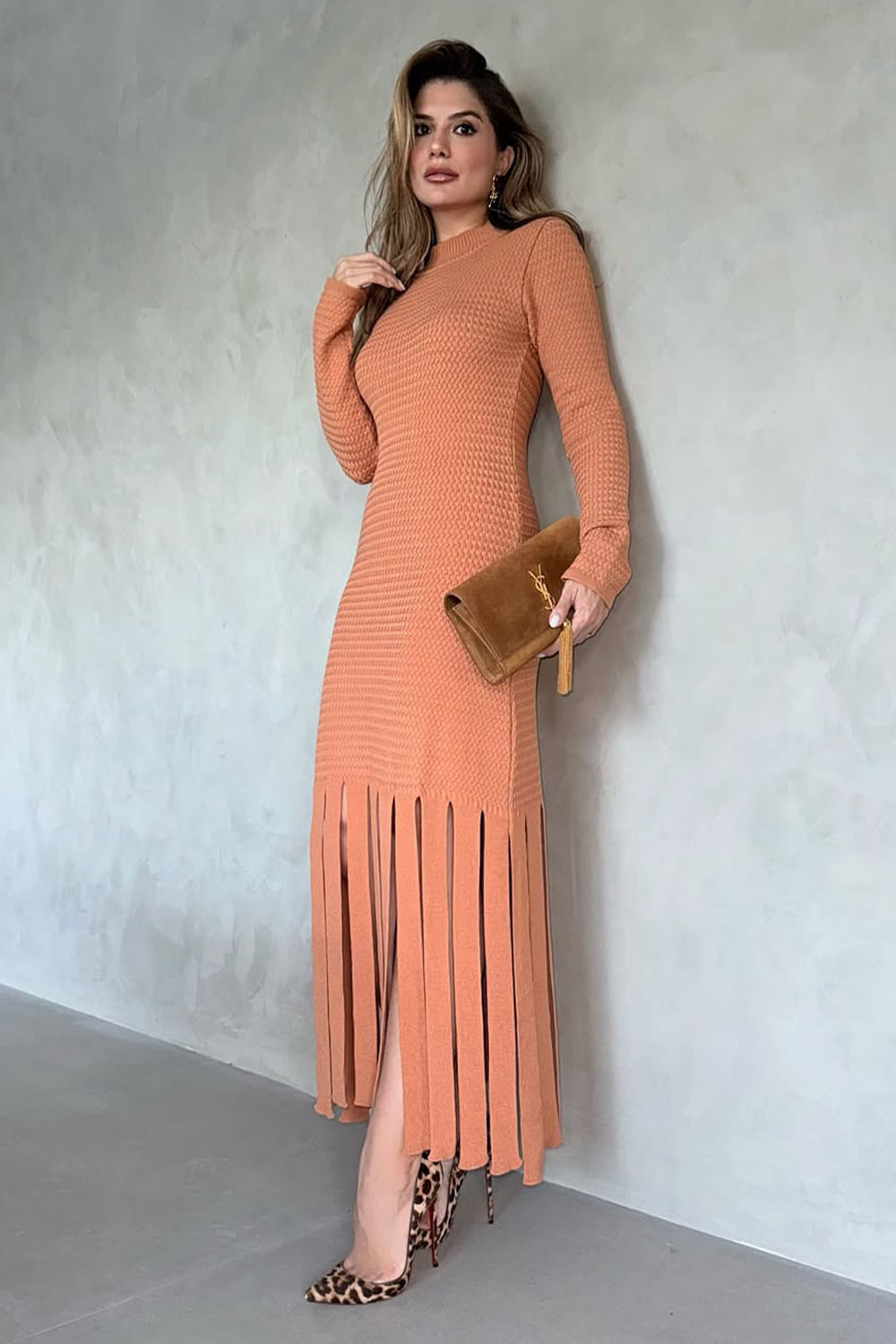 Vestido Tricot Midi Malena Cobre
