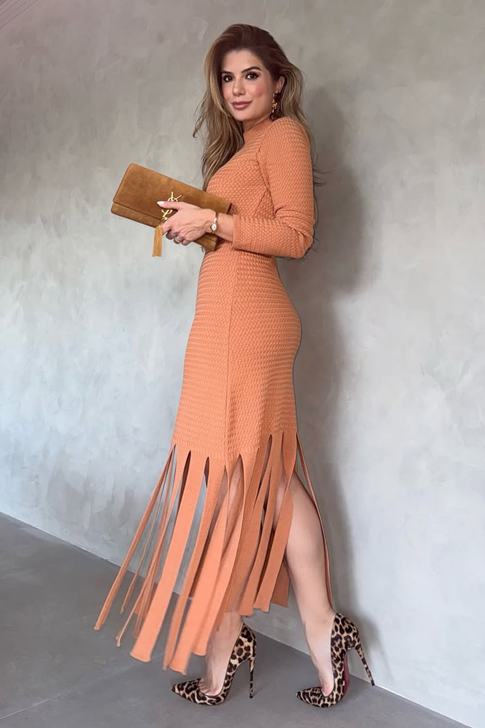 Vestido Tricot Midi Malena Cobre
