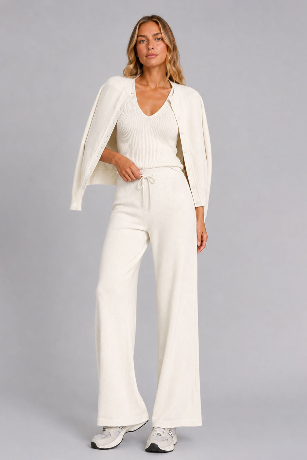 Casaco Tricot Bia Branco Marfim
