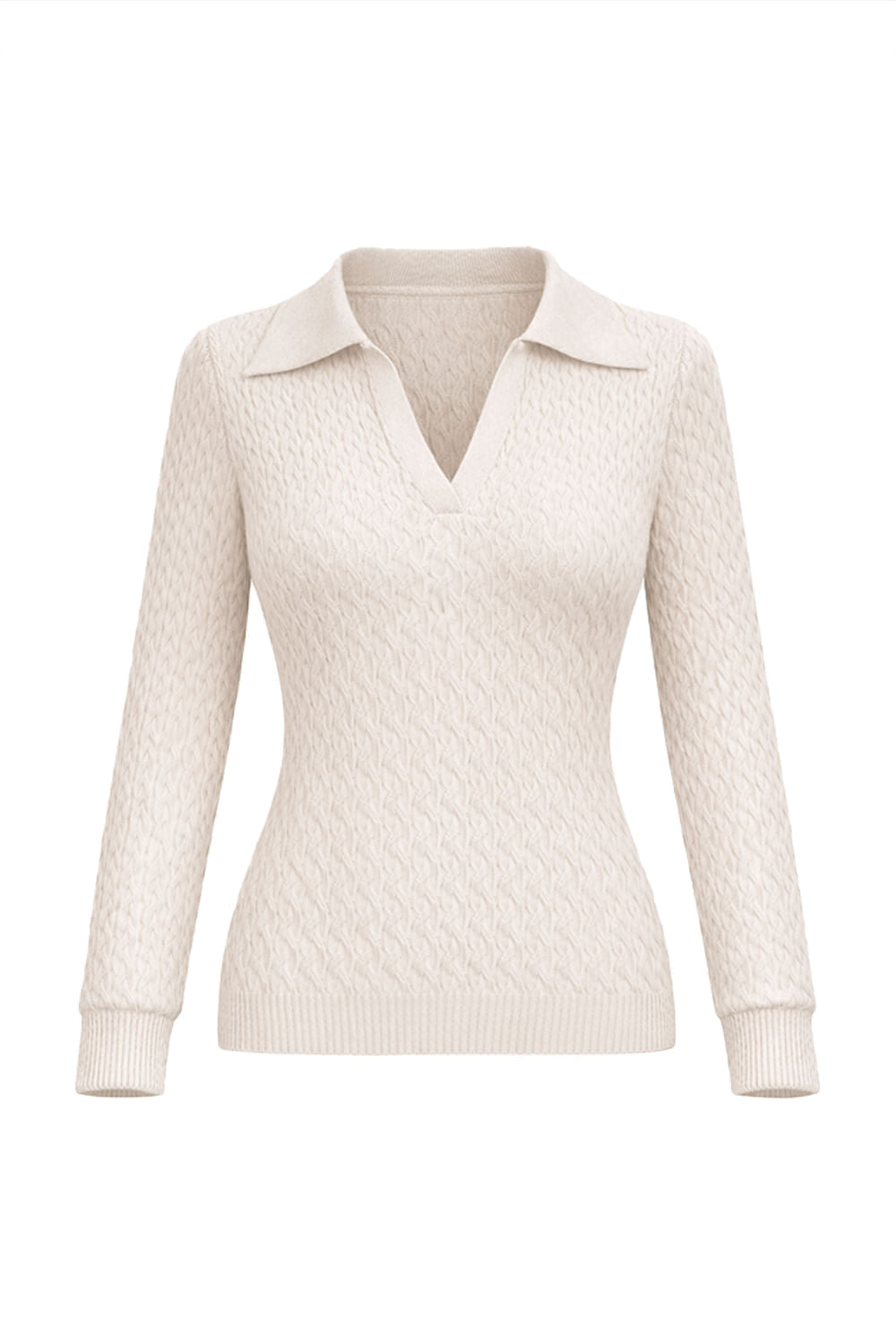 Camisa Tricot Ana Manga Longa Bege Areia