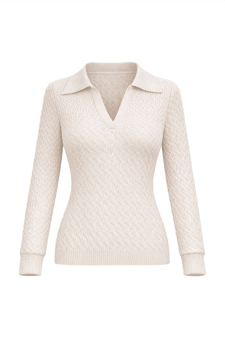 Camisa Tricot Ana Manga Longa Bege Areia