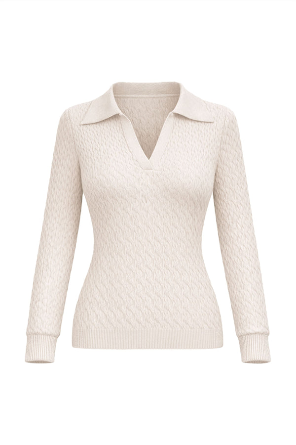 Camisa Tricot Ana Manga Longa Bege Areia