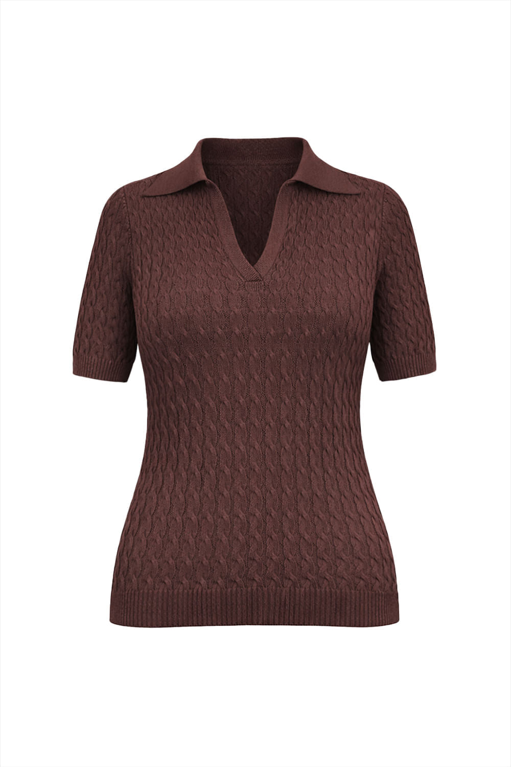 Blusa Tricot Ana Manga Curta Cacau