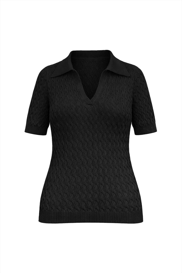 Blusa Tricot Ana Manga Curta Preto