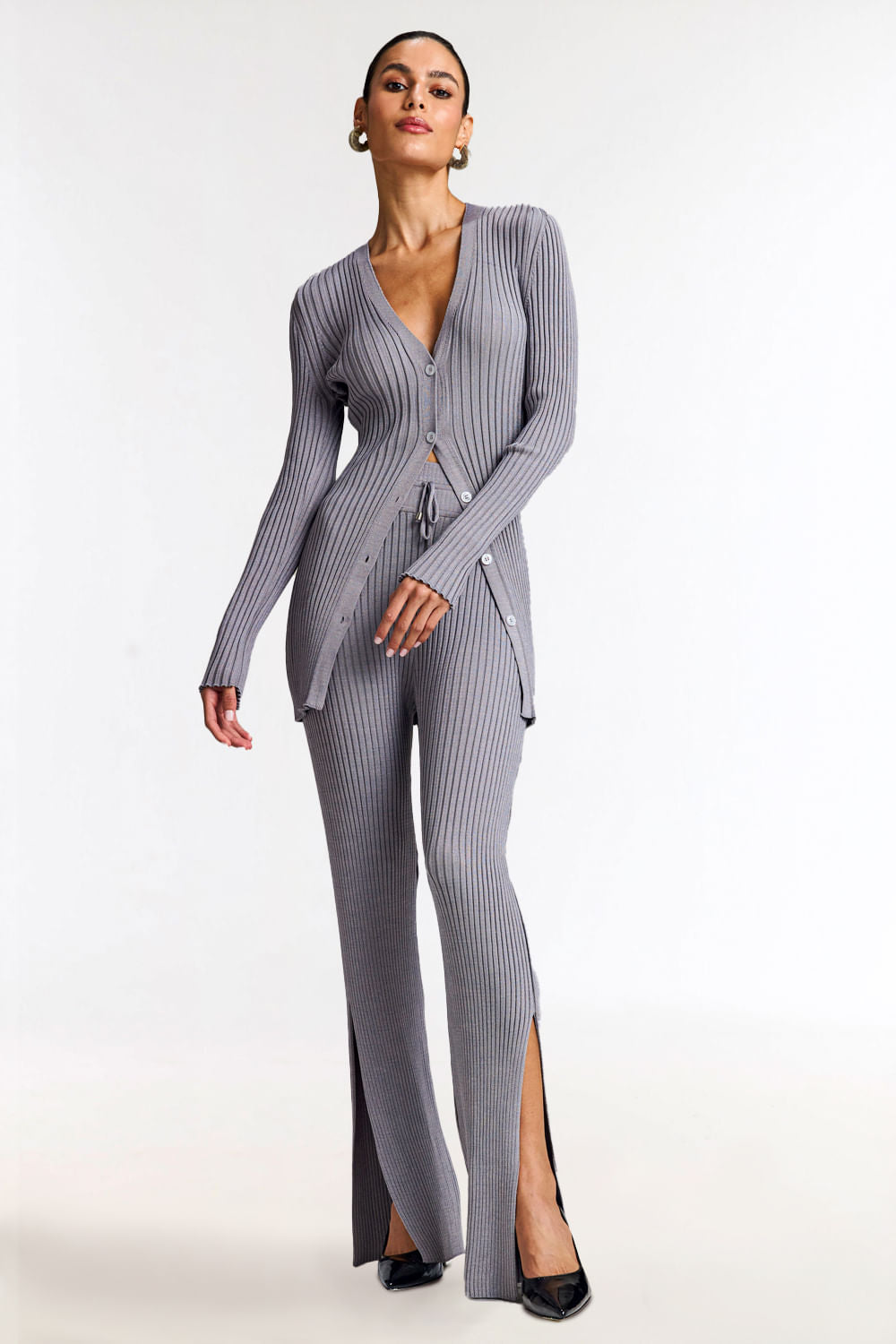 Conjunto Tricot Katiusca Cinza Storm