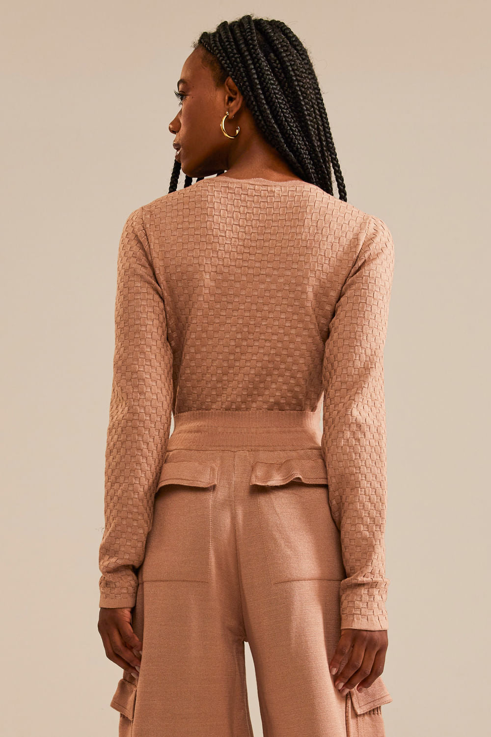 Blusa Tricot Barbara Bege Perolado