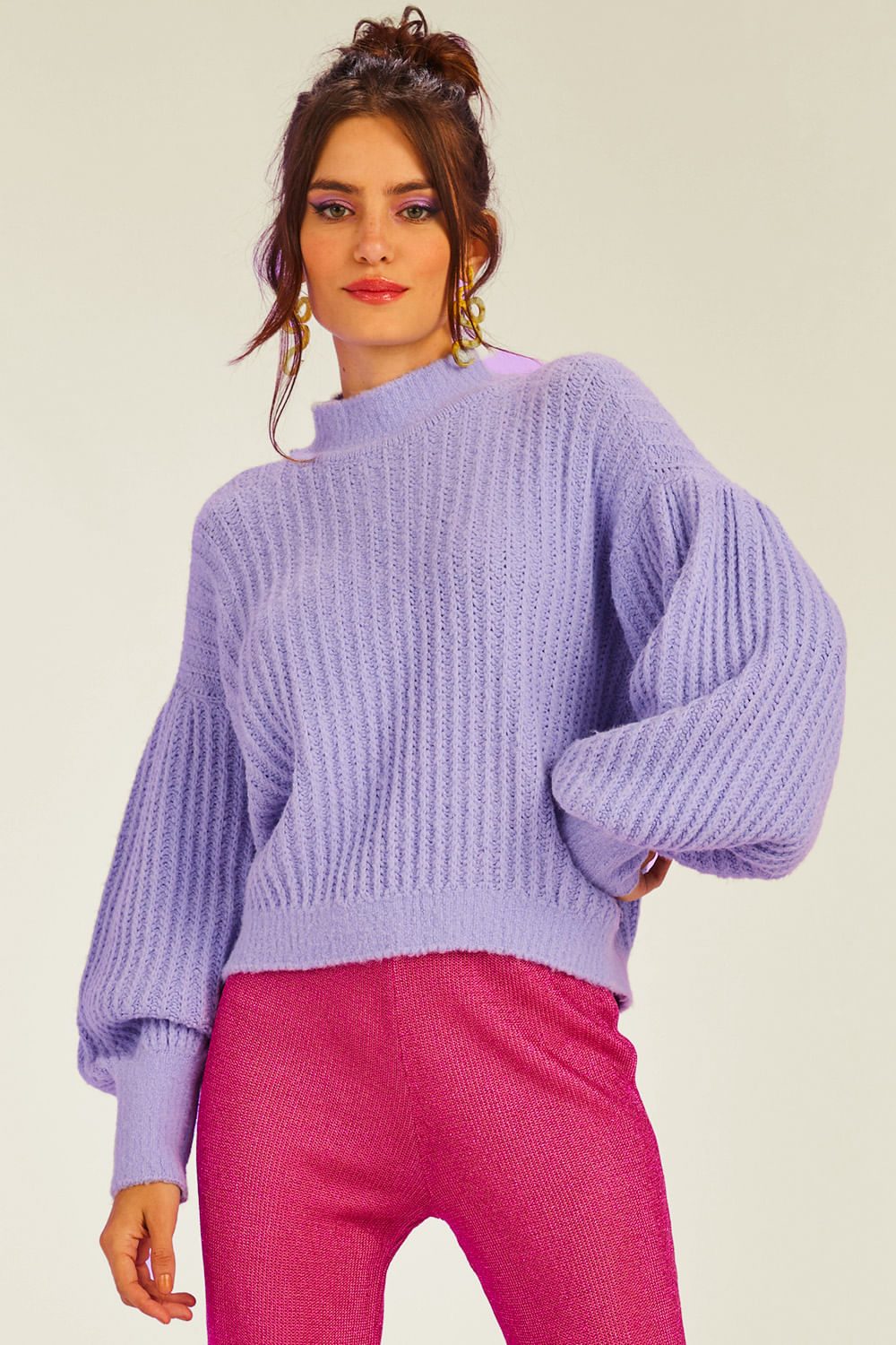 Blusa Tricot Bloom Lilás Imperial