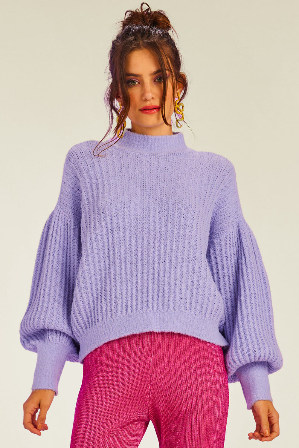 Blusa Tricot Bloom Lilás Imperial