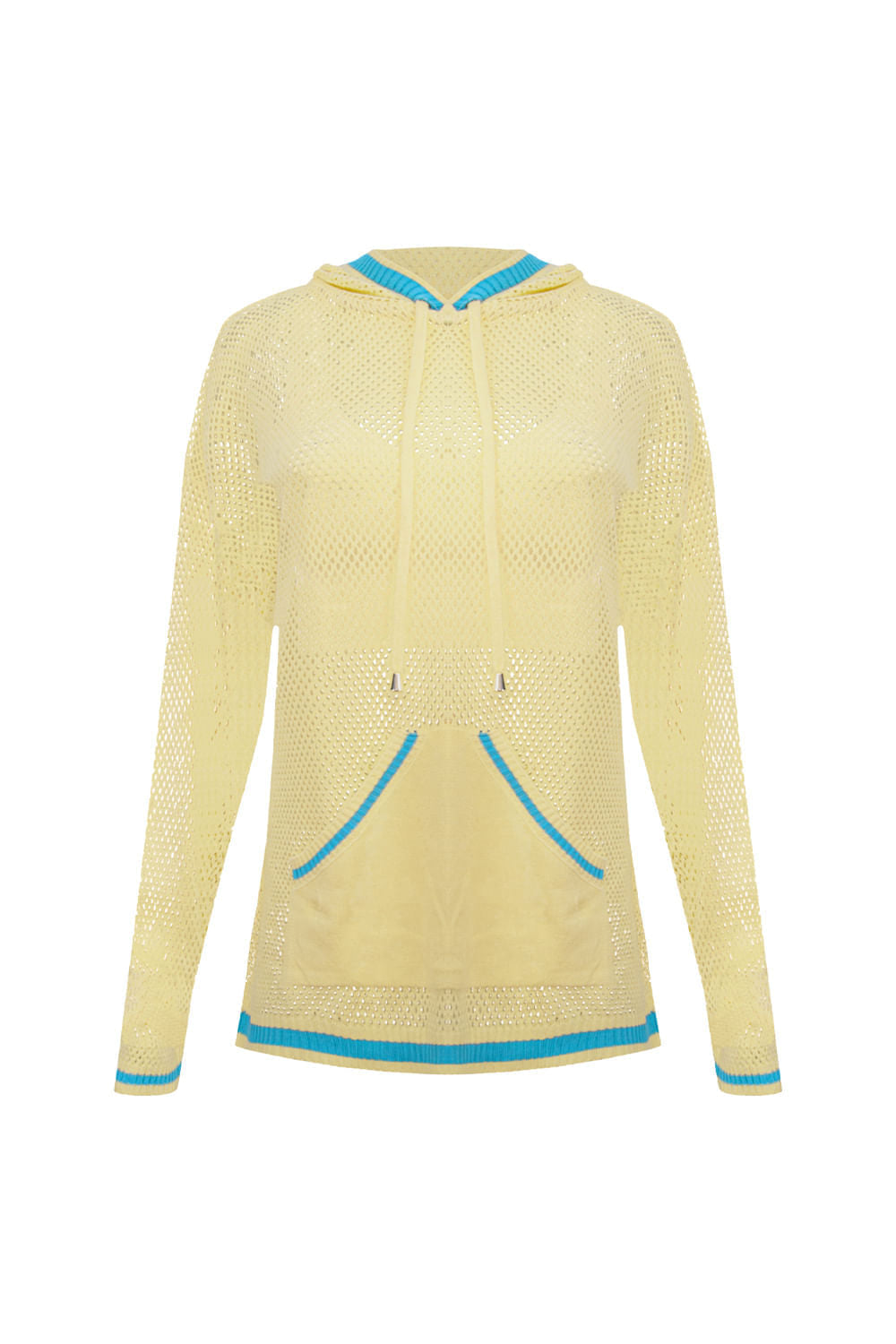 Blusa Tricot Eloá Com Top Amarelo Manteiga e Azul Mergulho