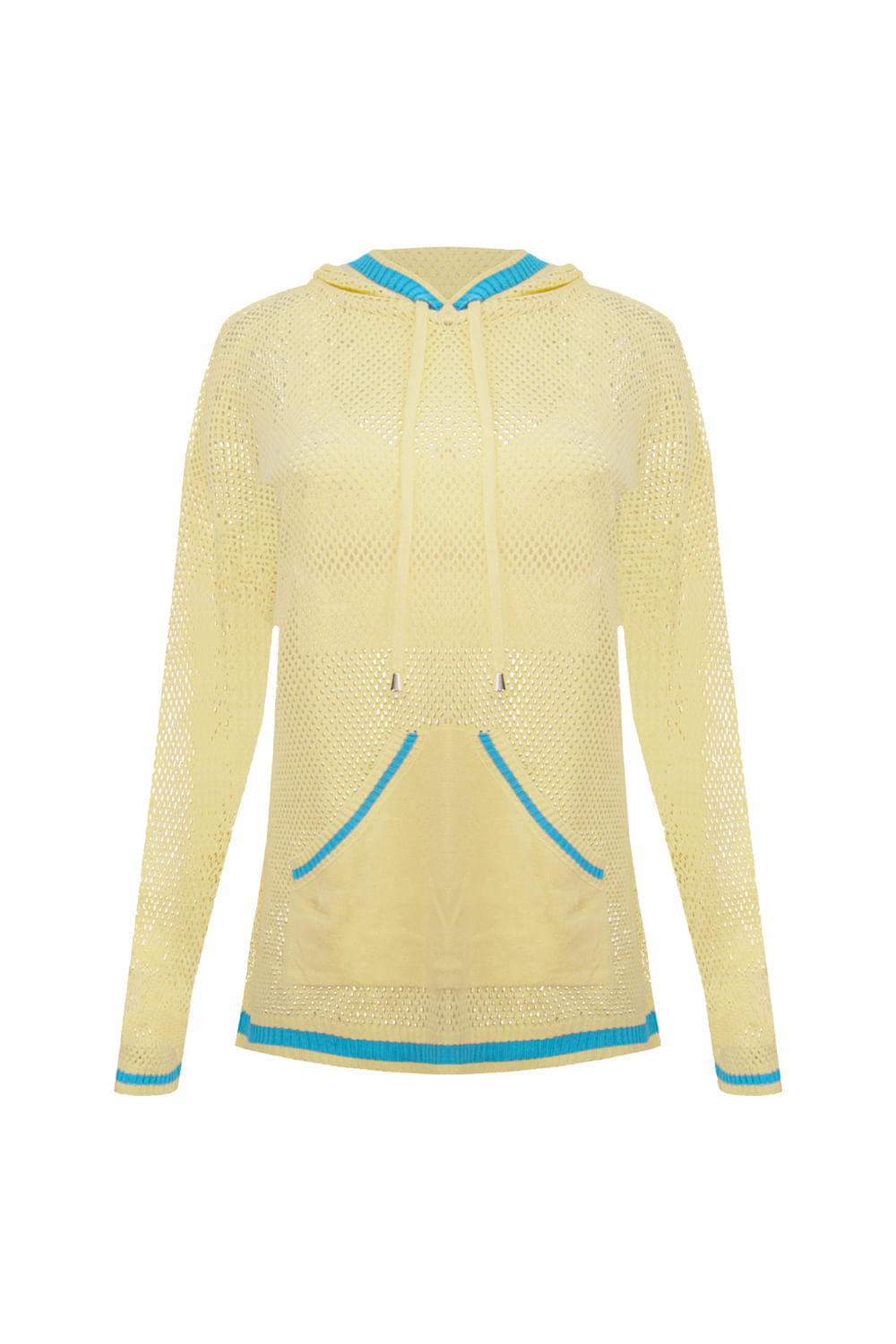 Blusa Tricot Eloá Com Top Amarelo Manteiga e Azul Mergulho