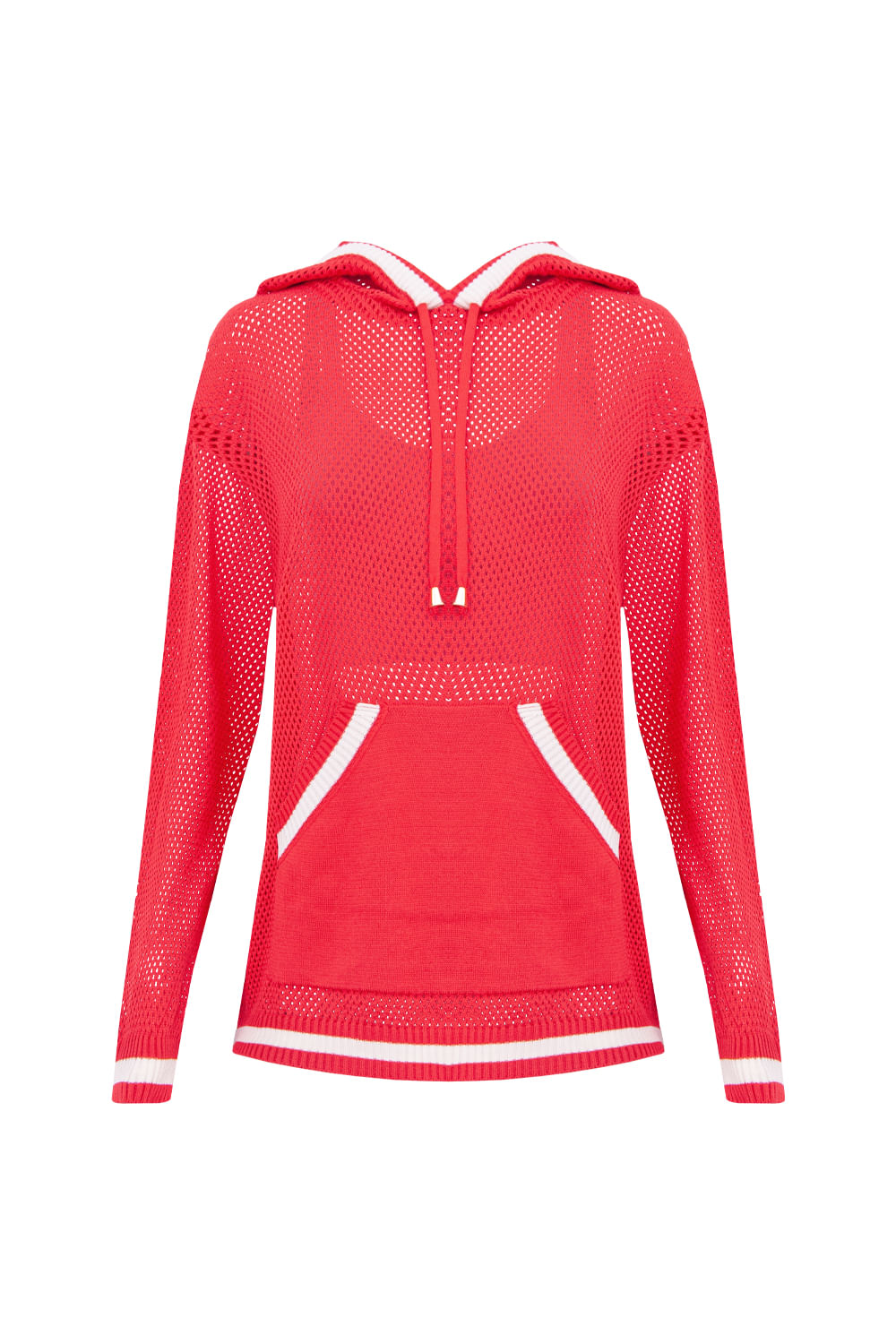 Blusa Tricot Eloá Com Top Vermelho Magma E Off White