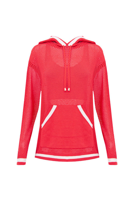 Blusa Tricot Eloá Com Top Vermelho Magma E Off White