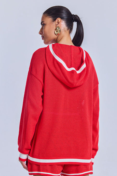 Blusa Tricot Eloá Com Top Vermelho Magma E Off White